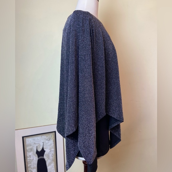 Joseph Ribkoff Tunic Size 6 Black Silver Metallic Dolma Sleeves - Picture 4 of 10